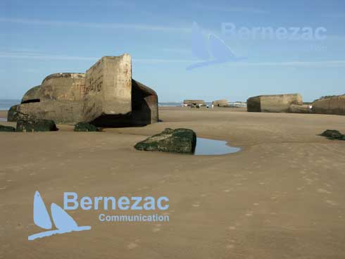 Les restes des blockhaus sur la plage de la Grande Cte  Saint-Palais-sur-Mer, mare basse